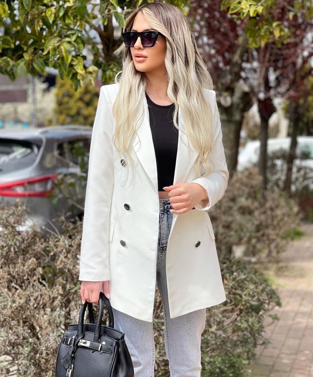 Beyaz Blazer Ceket 