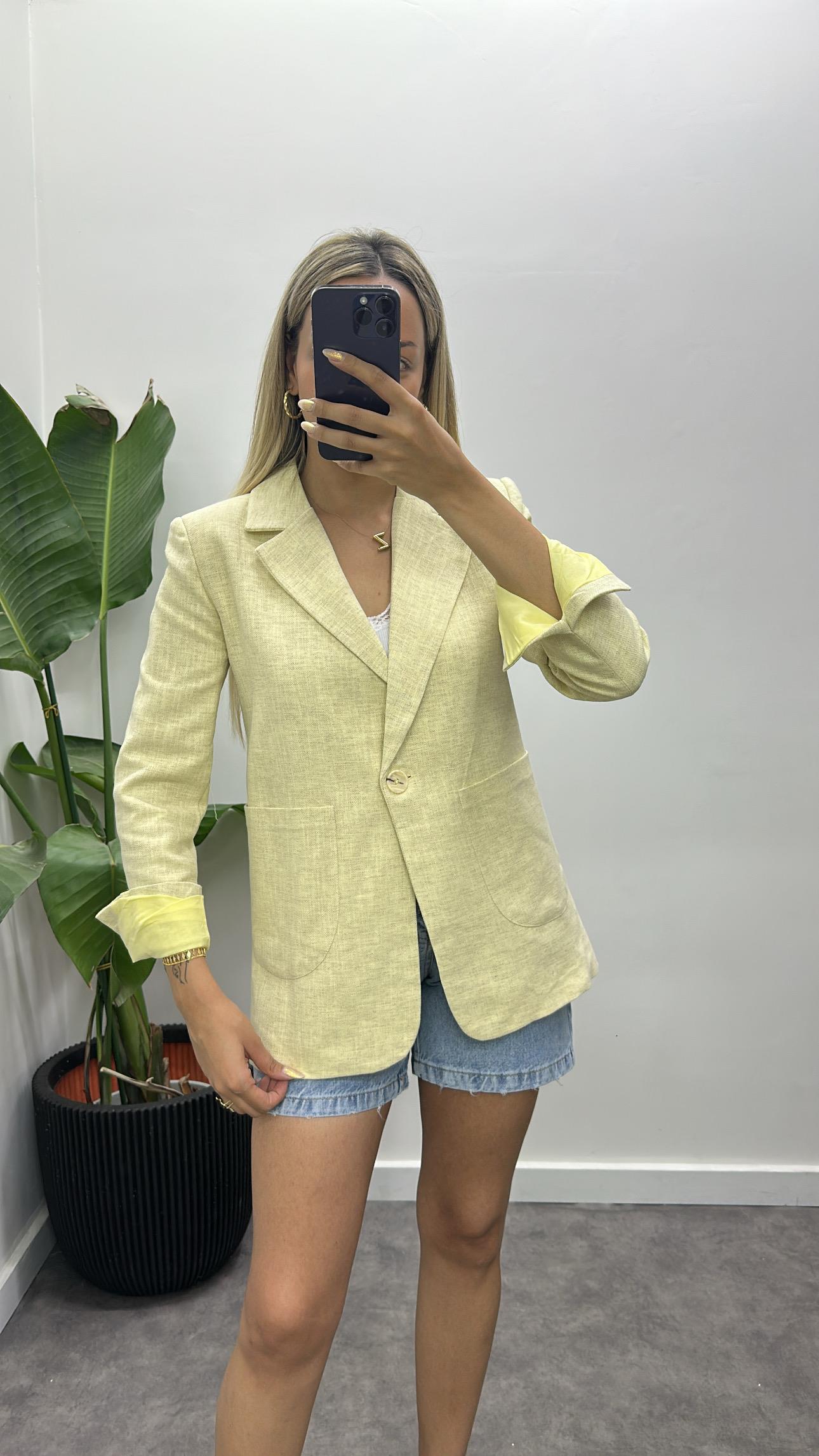 Blazer Cepli Lüks Keten Ceket