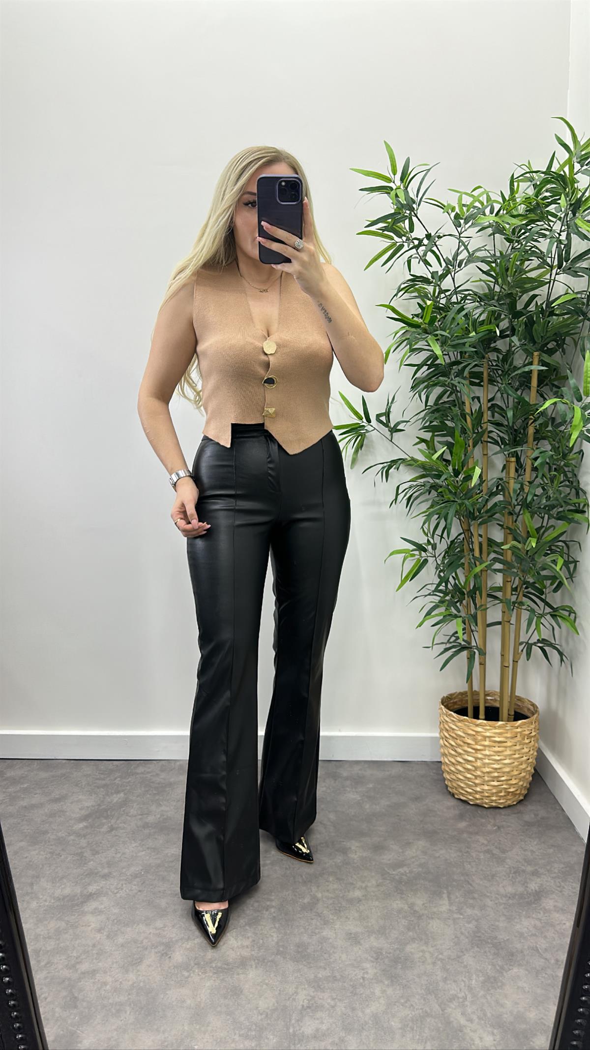 Bol Paça Deri Pantolon