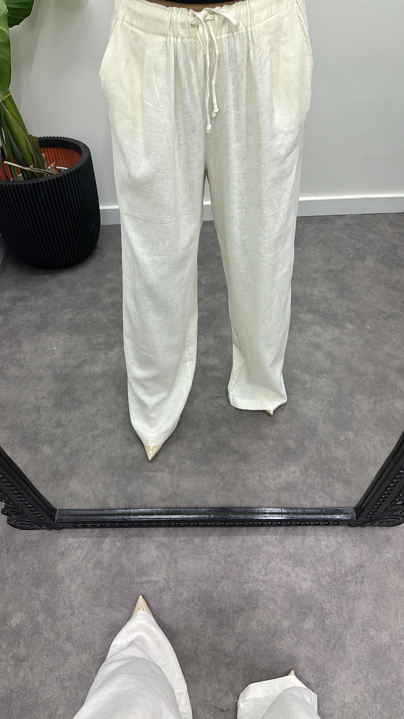 Keten Bağcıklı Pantolon