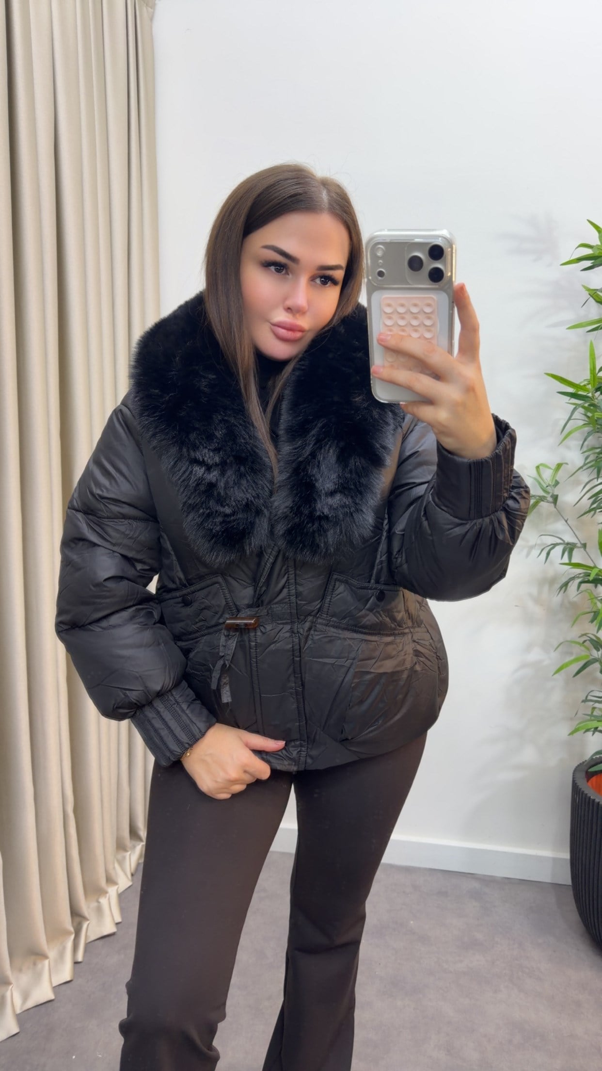 Kürk Detaylı İthal Şişme Mont