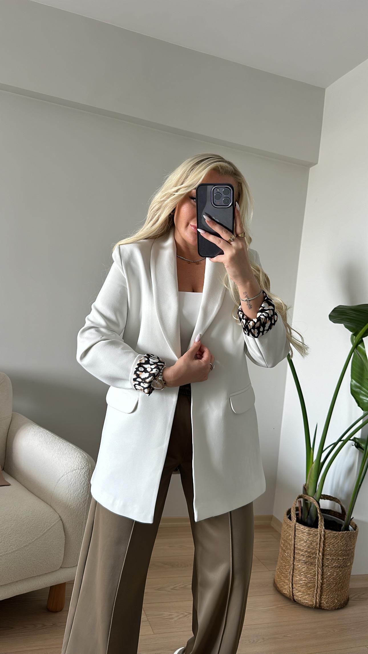 Leopar Detay Premium Blazer Ceket
