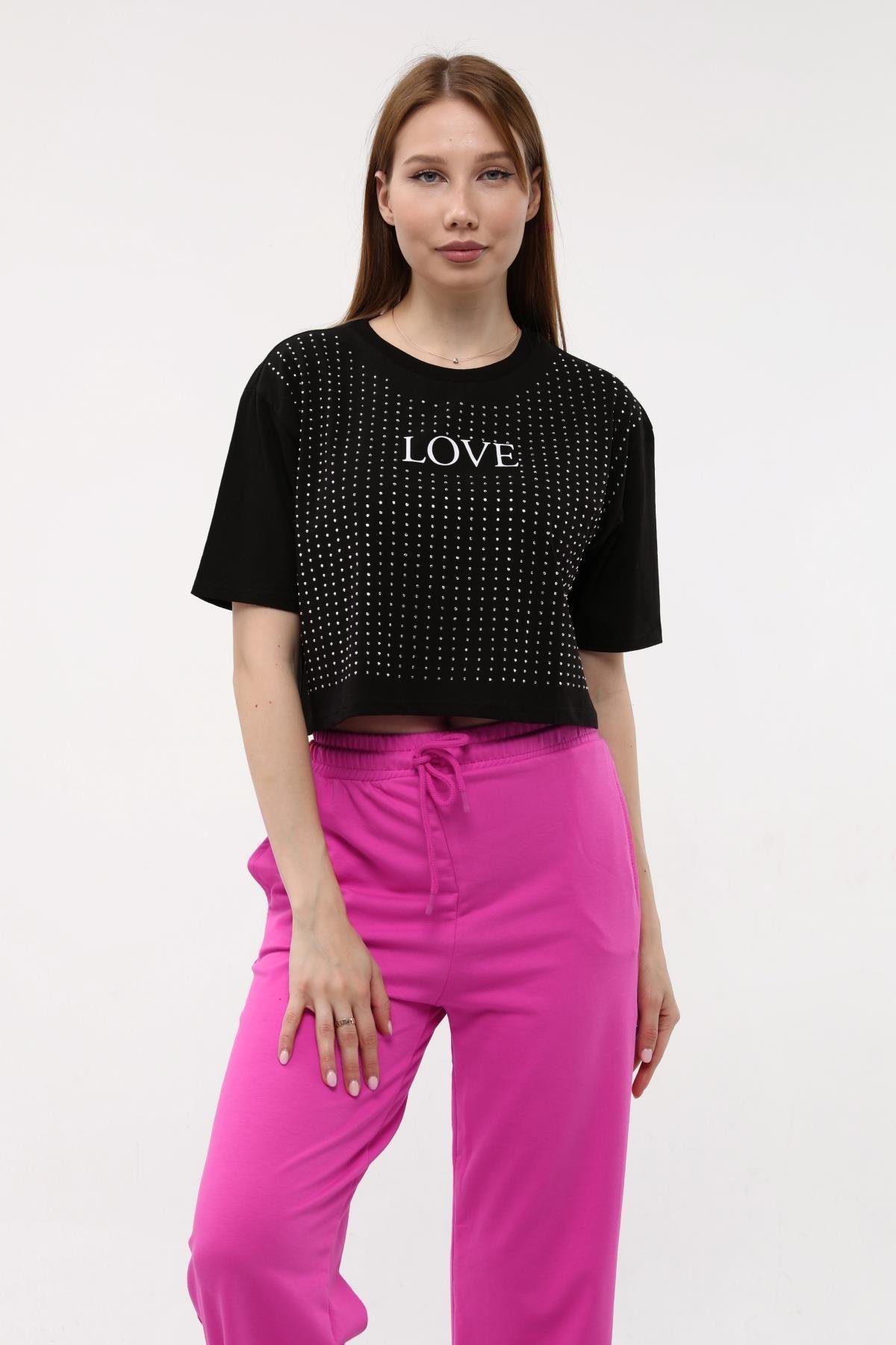 Love Taşlı Tişört