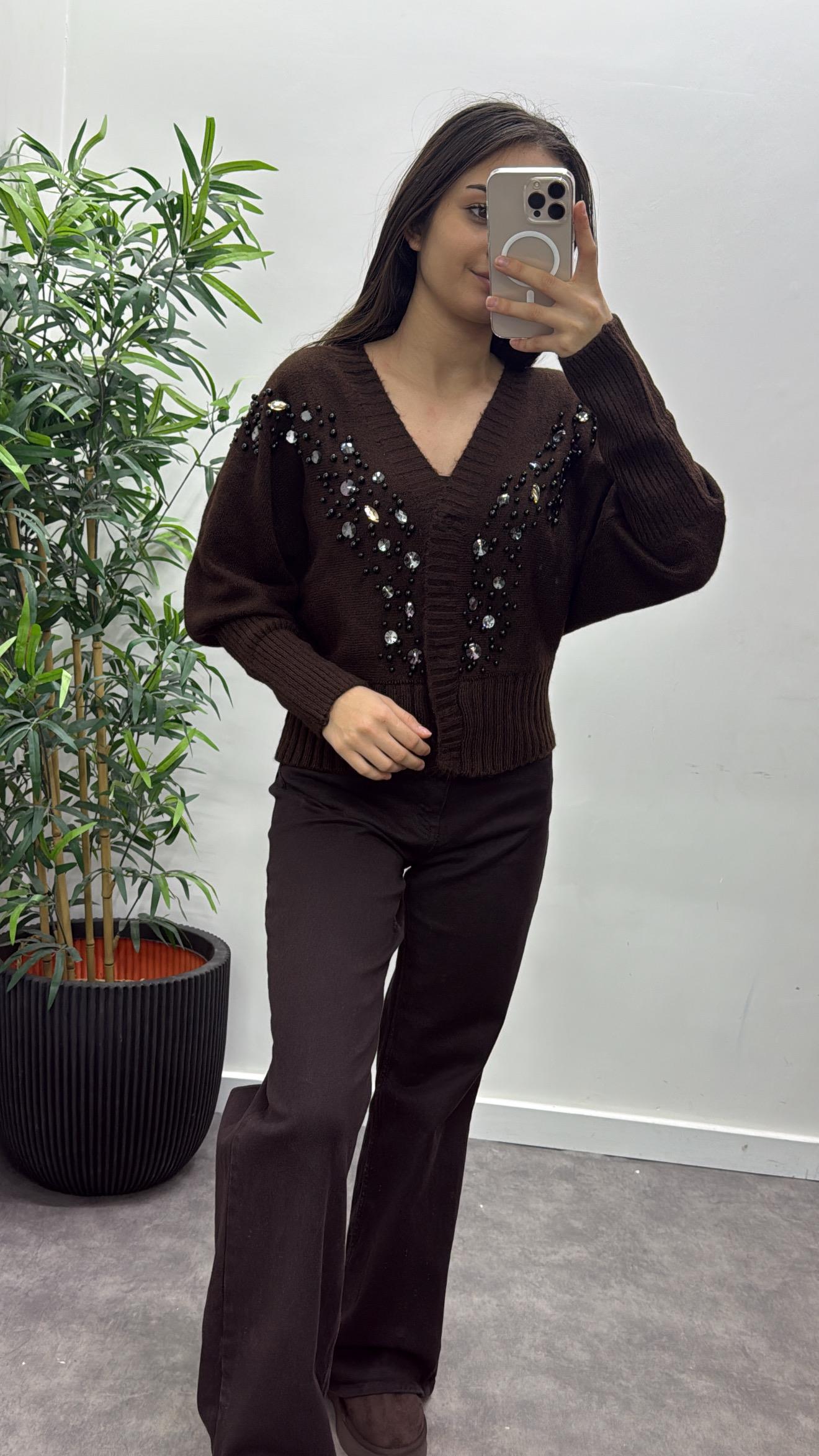 Lüks Taşlı Hırka