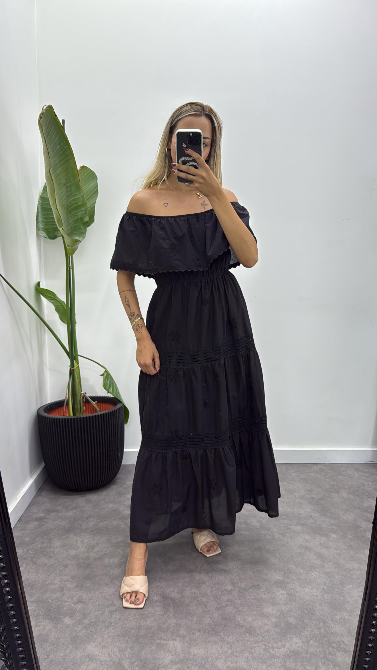 Madonna Yaka İşlemeli Elbise