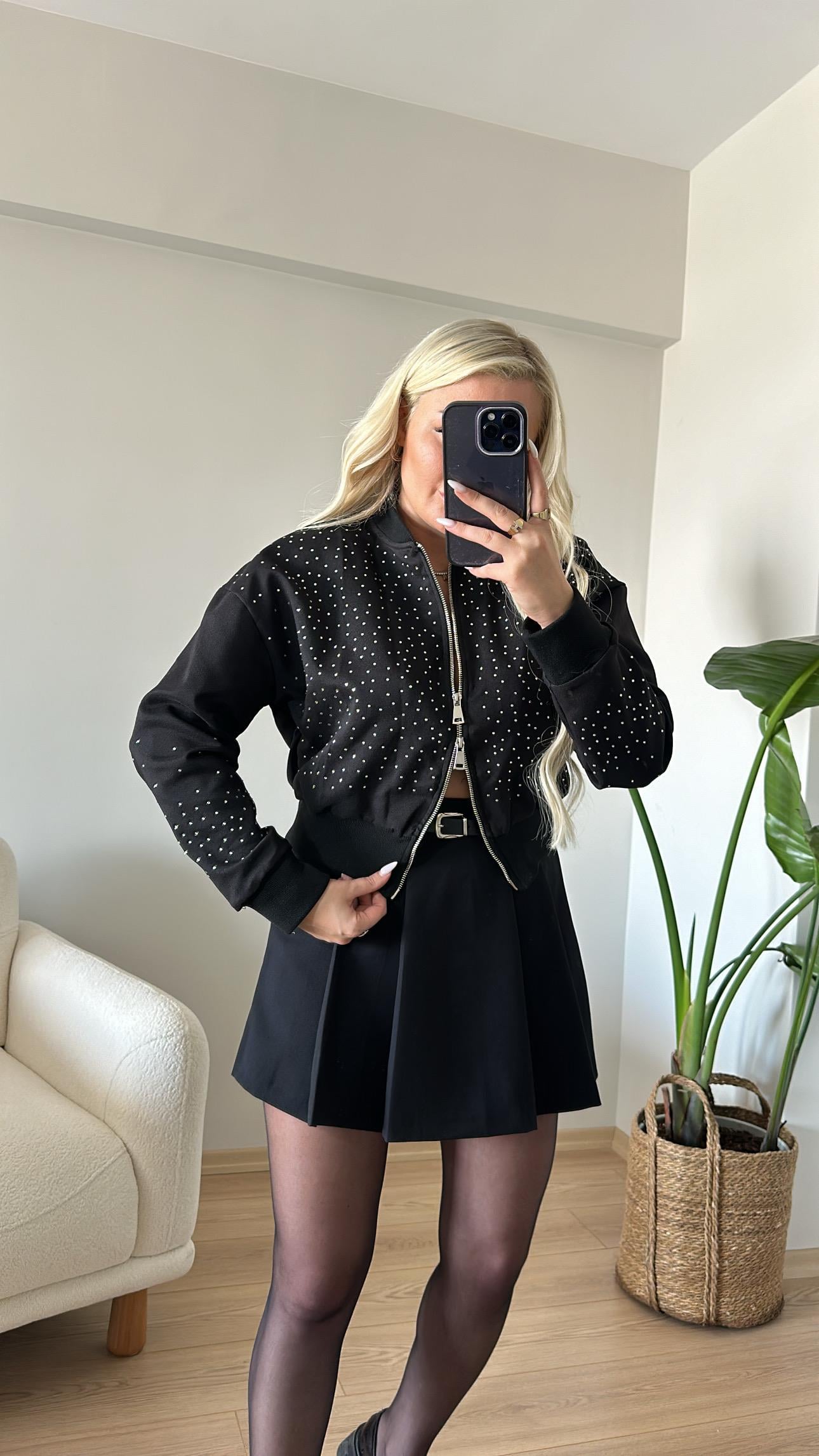 Marka Model Taşlı Bomber Ceket