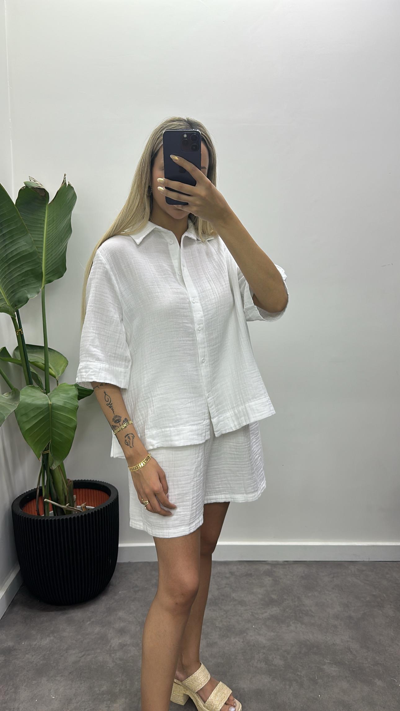 Müslin Kumaş Gömlekli Şortlu Takım