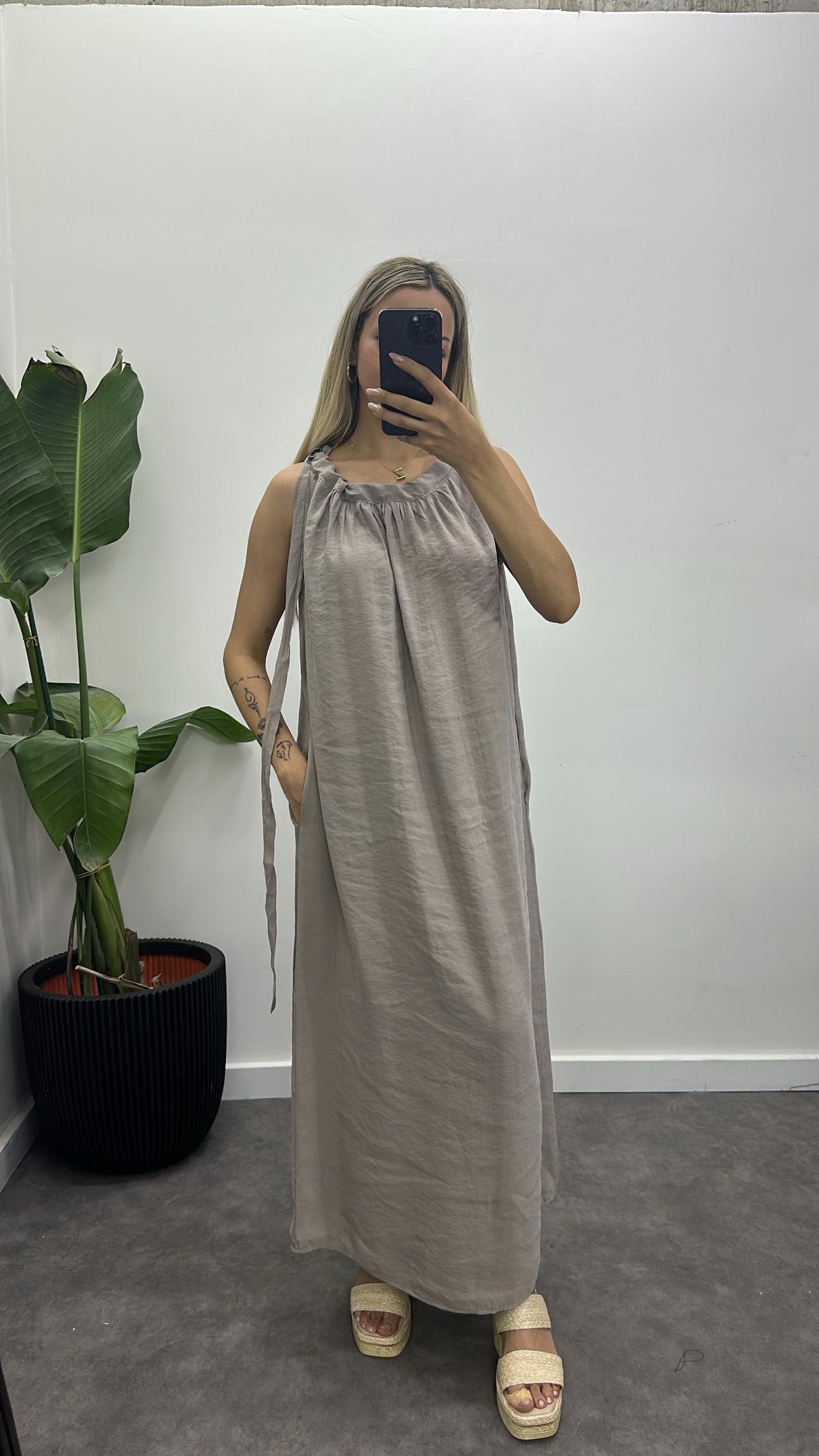 Omuz Bağlamalı Tensel Elbise