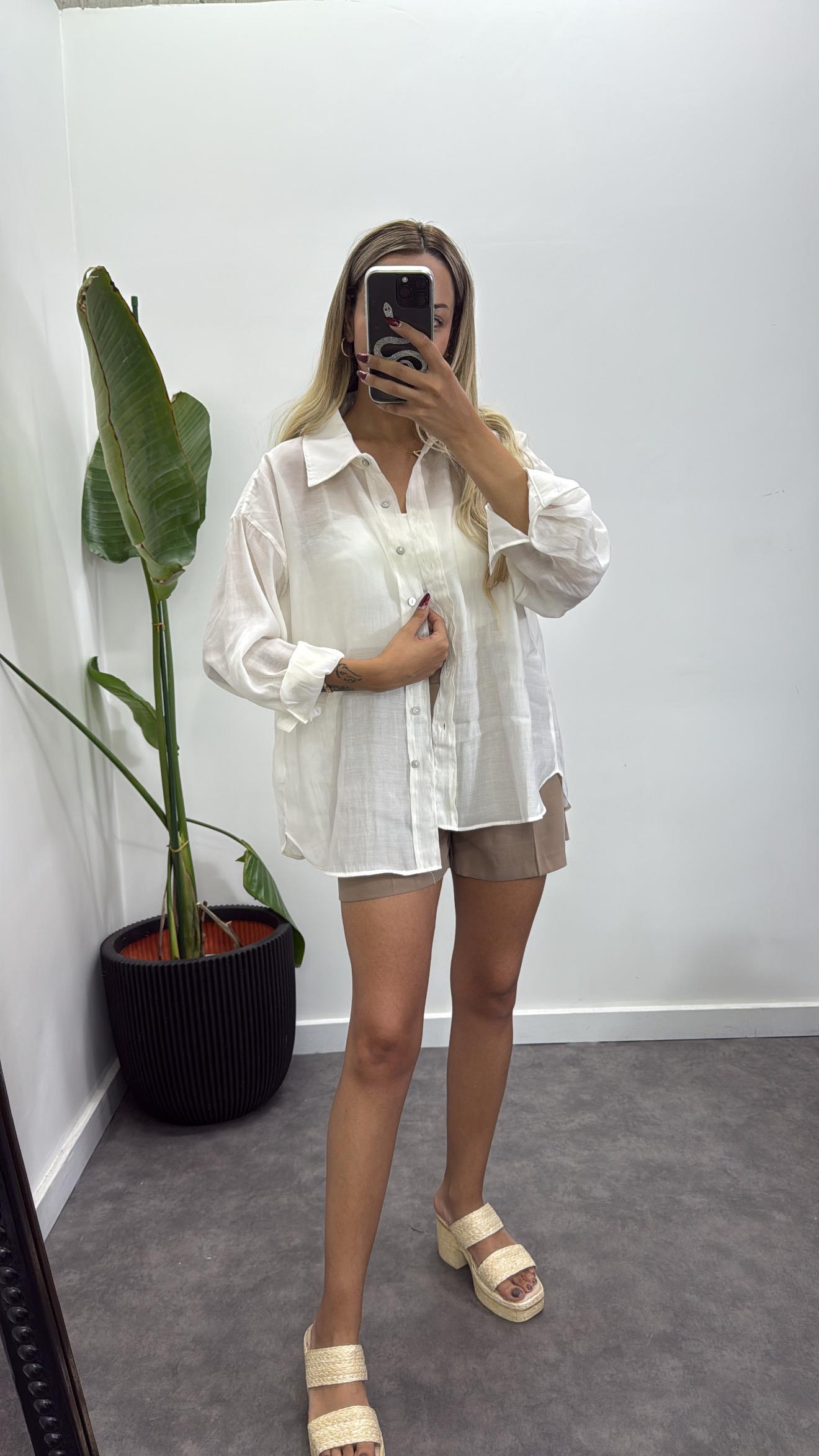 Oversize İpek Tül Gömlek