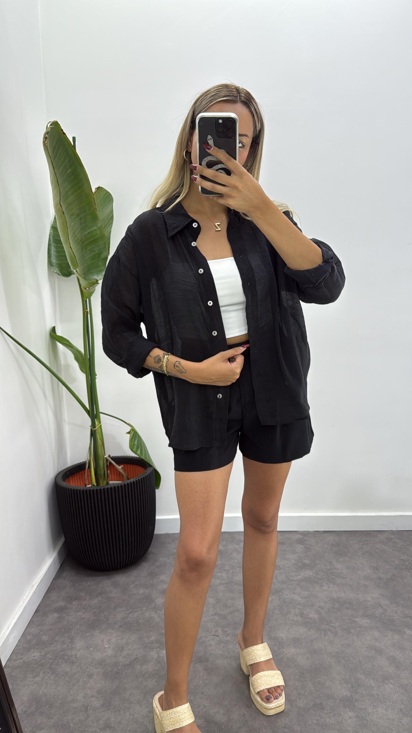 Oversize İpek Tül Gömlek