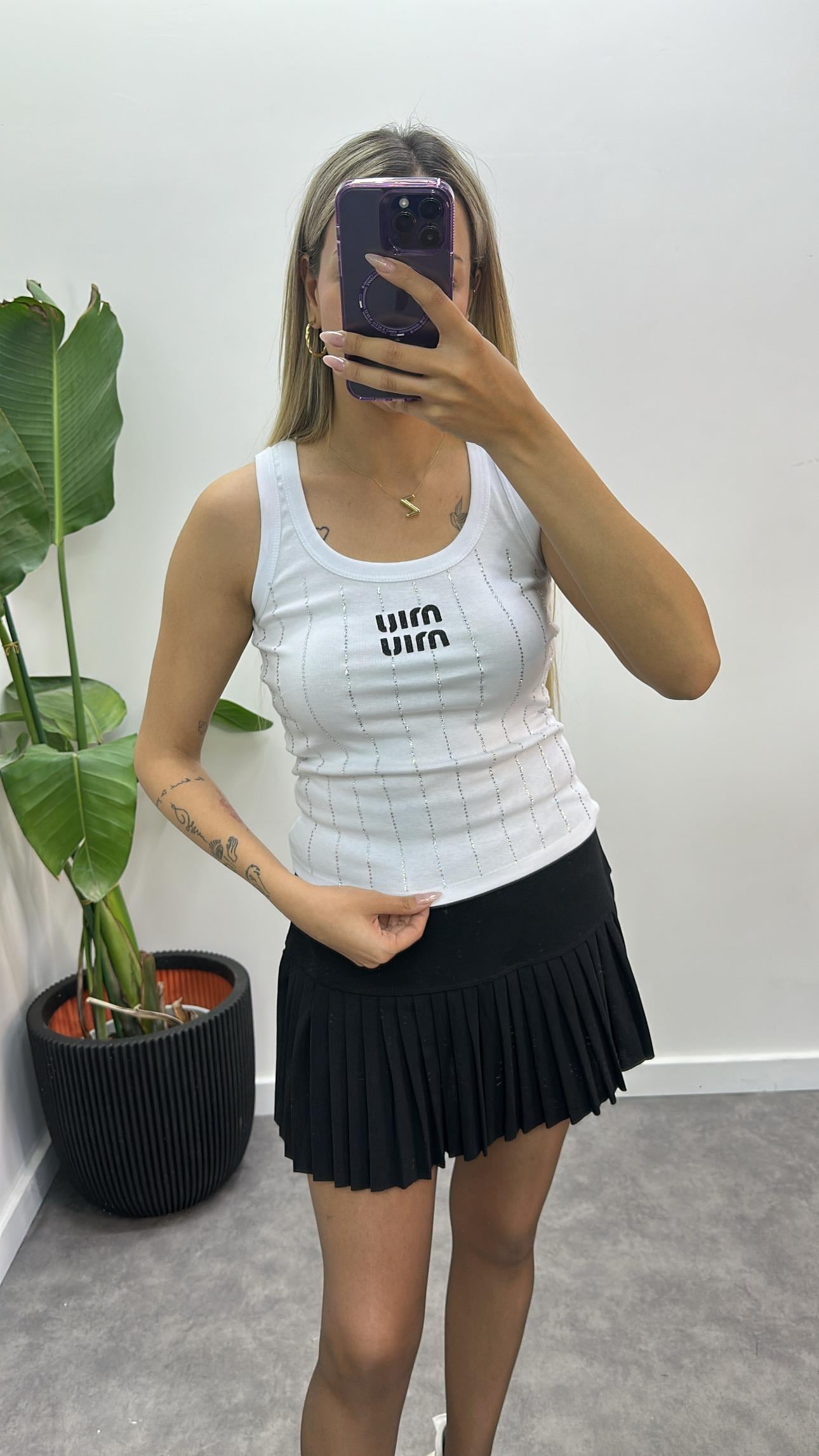 Premium Taşlı MiuMiu Atlet