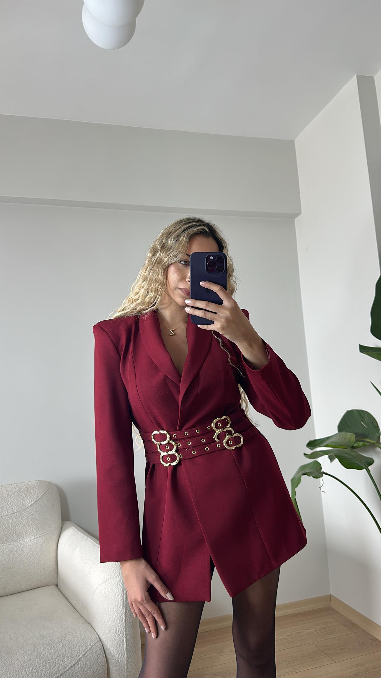 Tasarım Kemerli Ceket Elbise