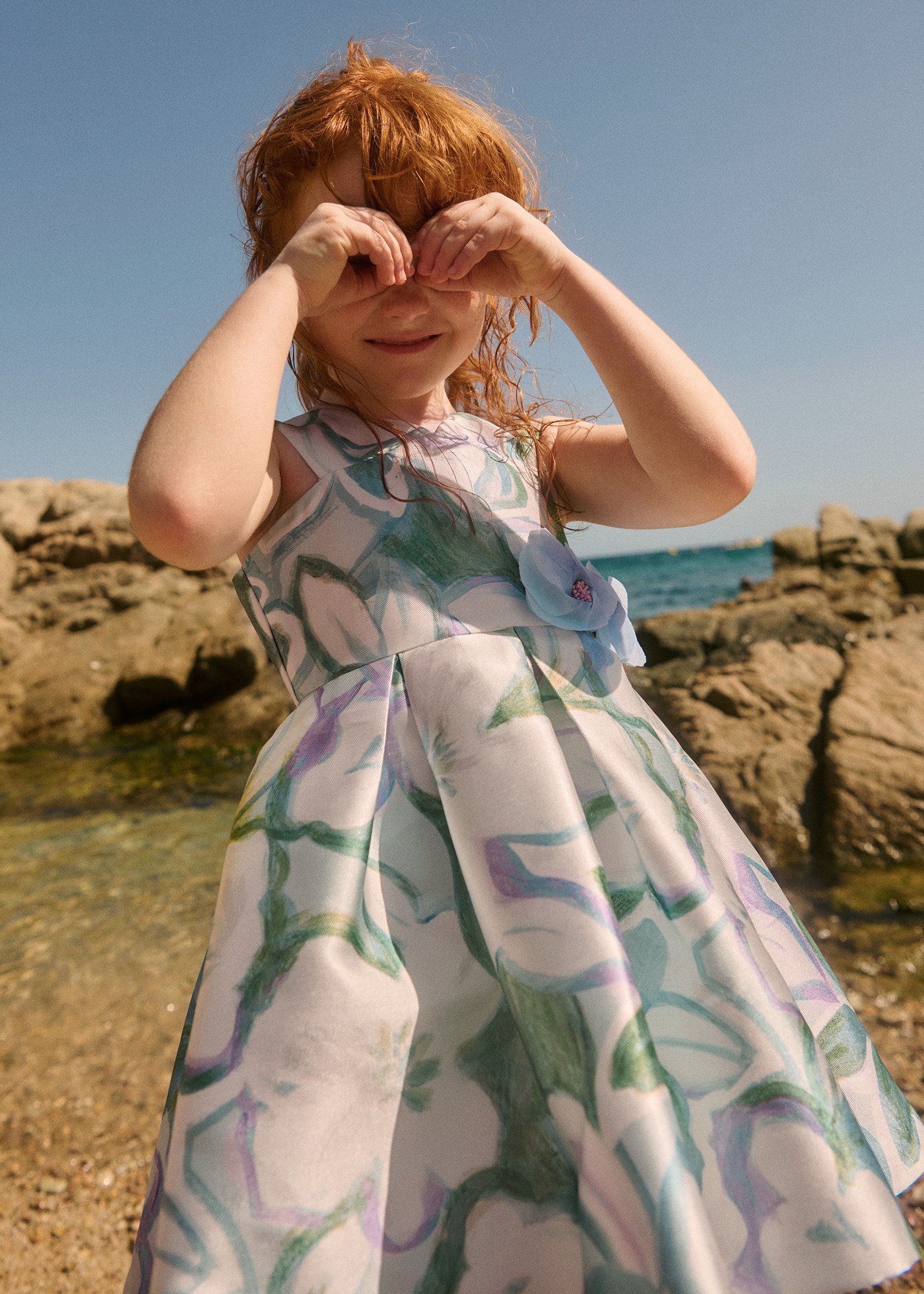 Mayoral Abel Lula Kız Çocuk Çiçekli Tafta Abiye Elbise Yeşil