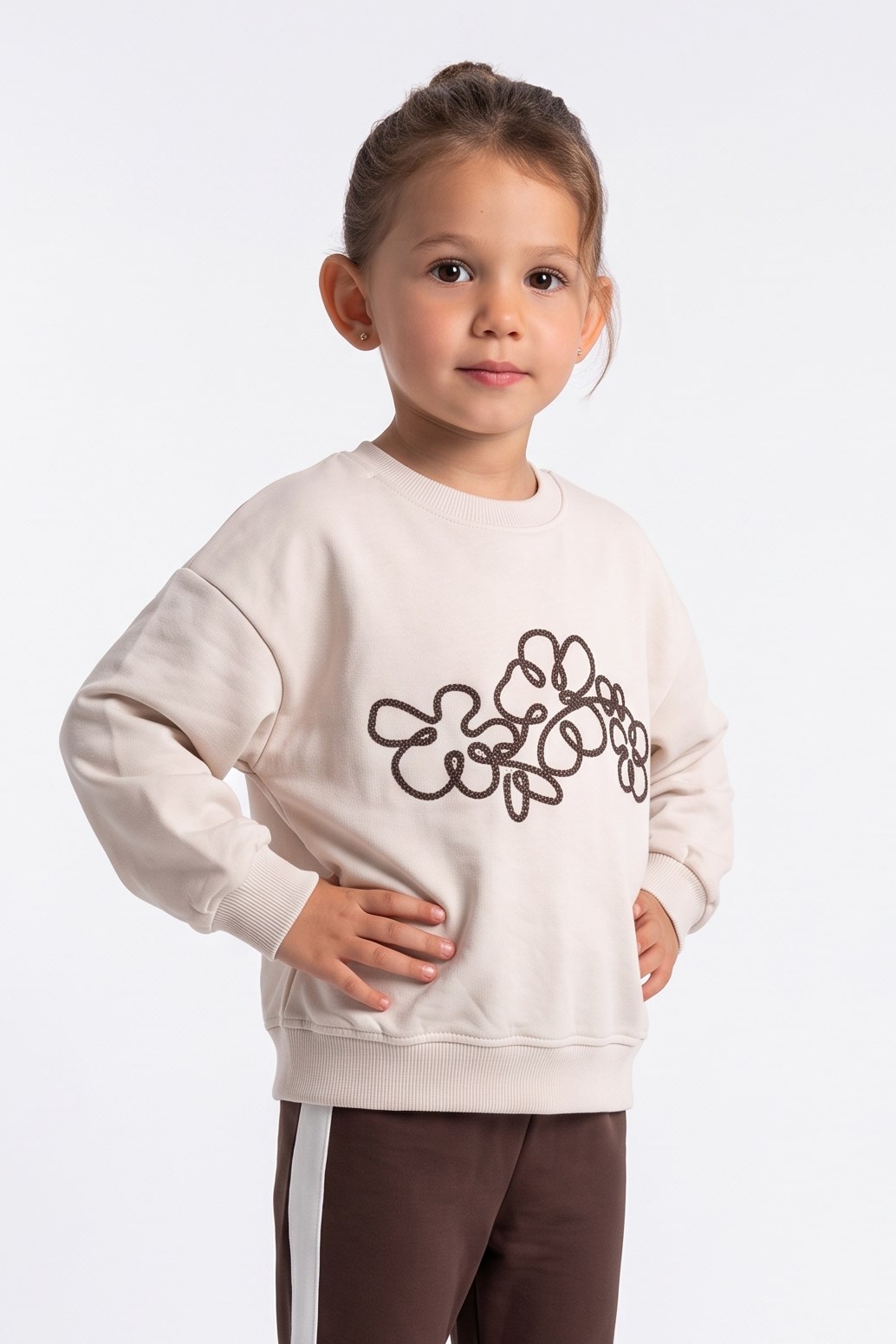 4-8 Yaş Kız Çocuk Sweatshirt Bej