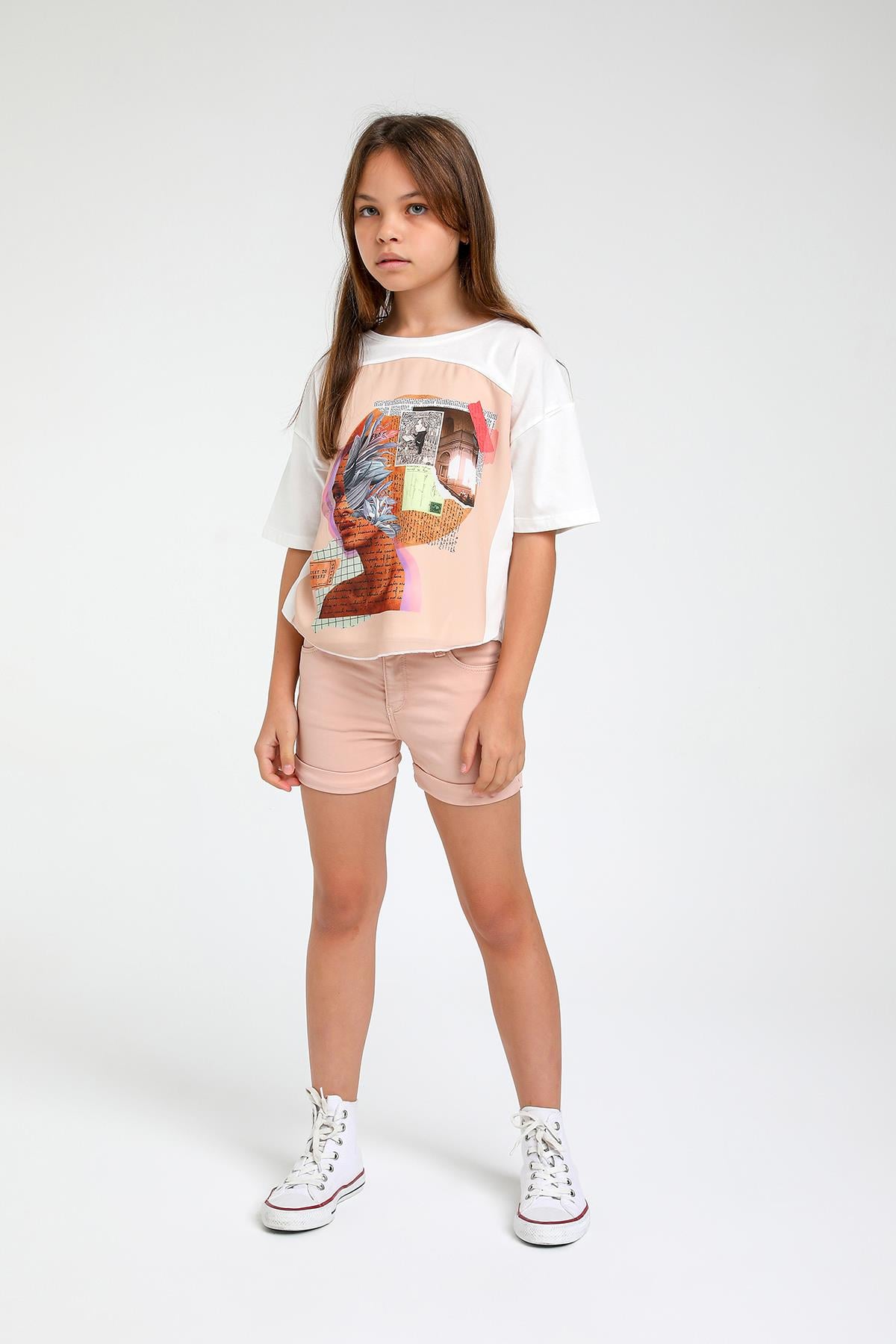 5-14 Yaş Kız Çocuk Baskılı Tshirt