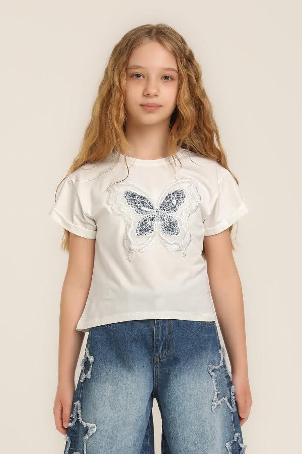 Kız Çocuk Kelebekli Tshirt