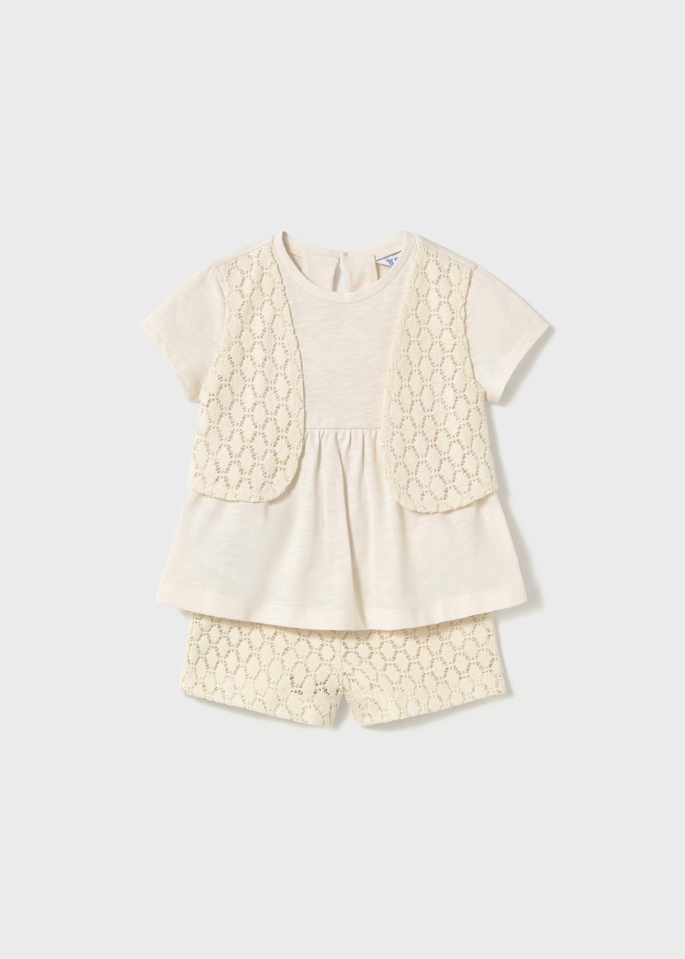 Mayoral Kız Bebek Güpürlü Şort Set