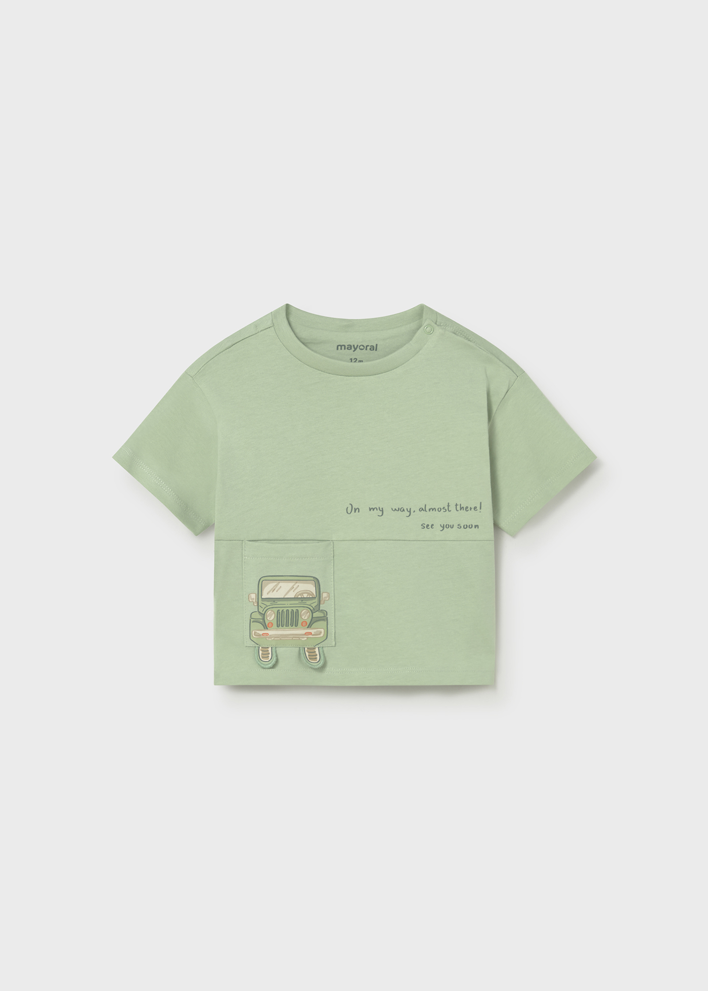 Mayoral Erkek Bebek Araba Baskılı Oversize Tshirt Yeşil