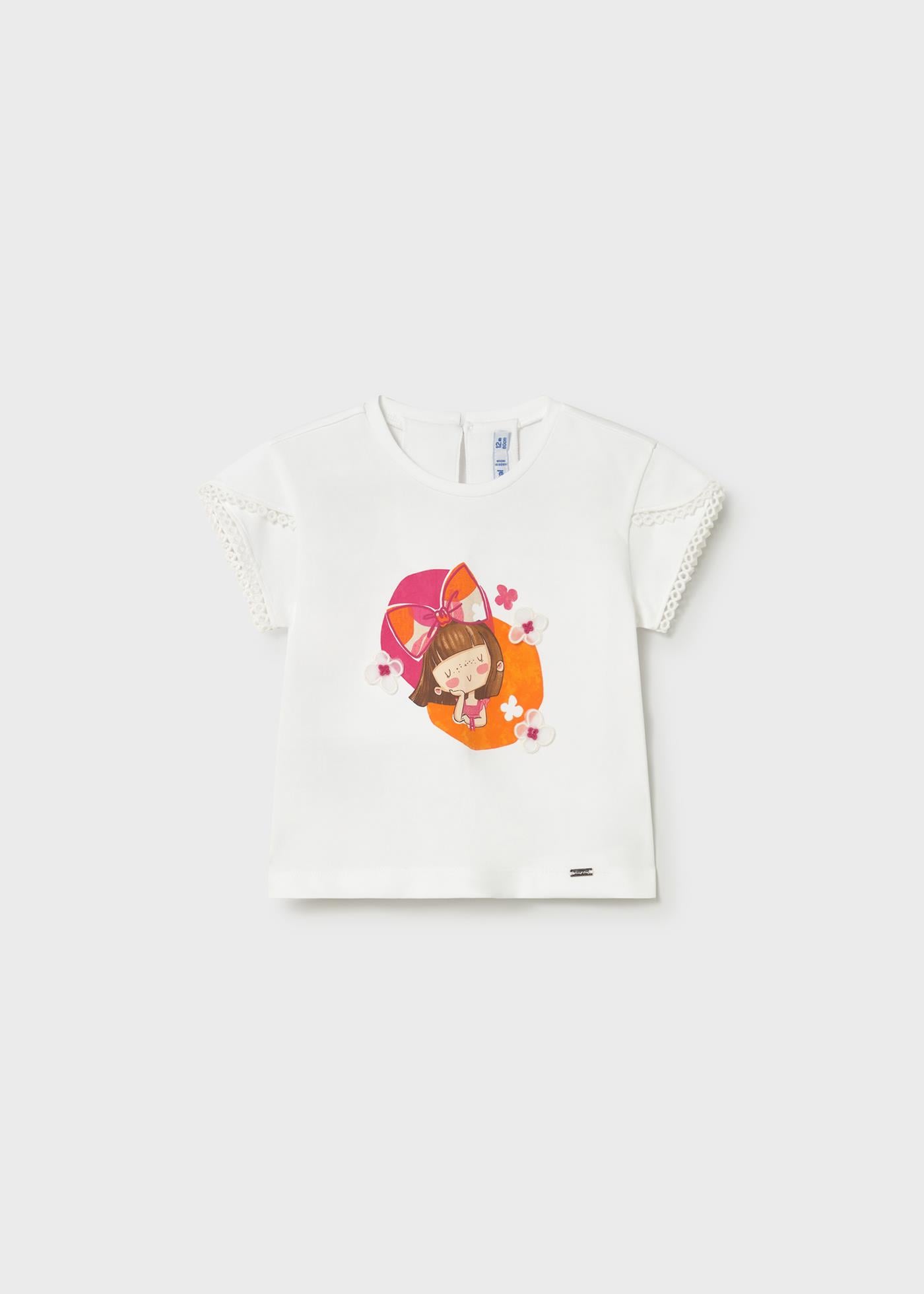 Mayoral Kız Bebek Baskılı Tshirt Beyaz