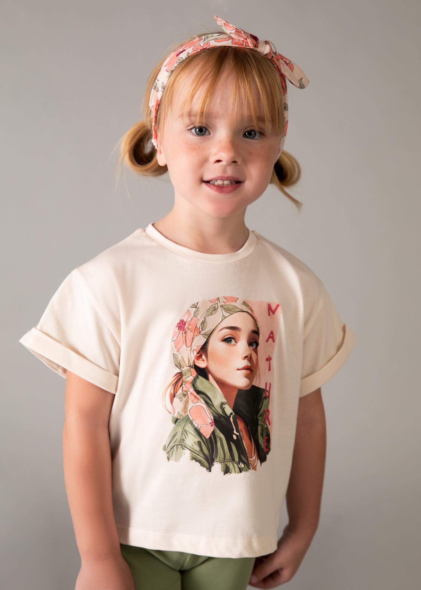 Mayoral Kız Çocuk Saç Bantlı Tshirt Bej