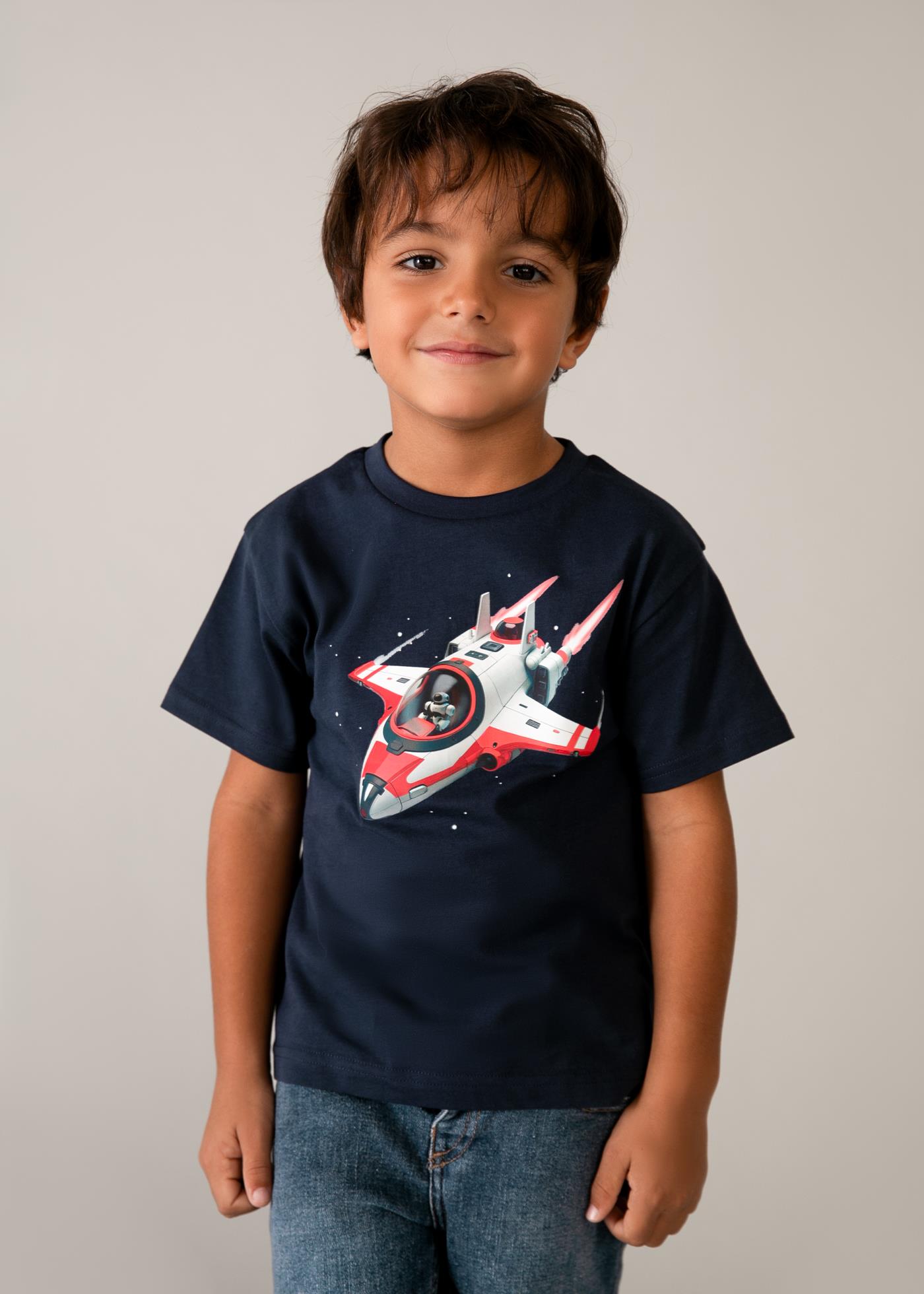 Mayoral Erkek Çocuk Uzay Mekiği Baskılı Tshirt Lacivert