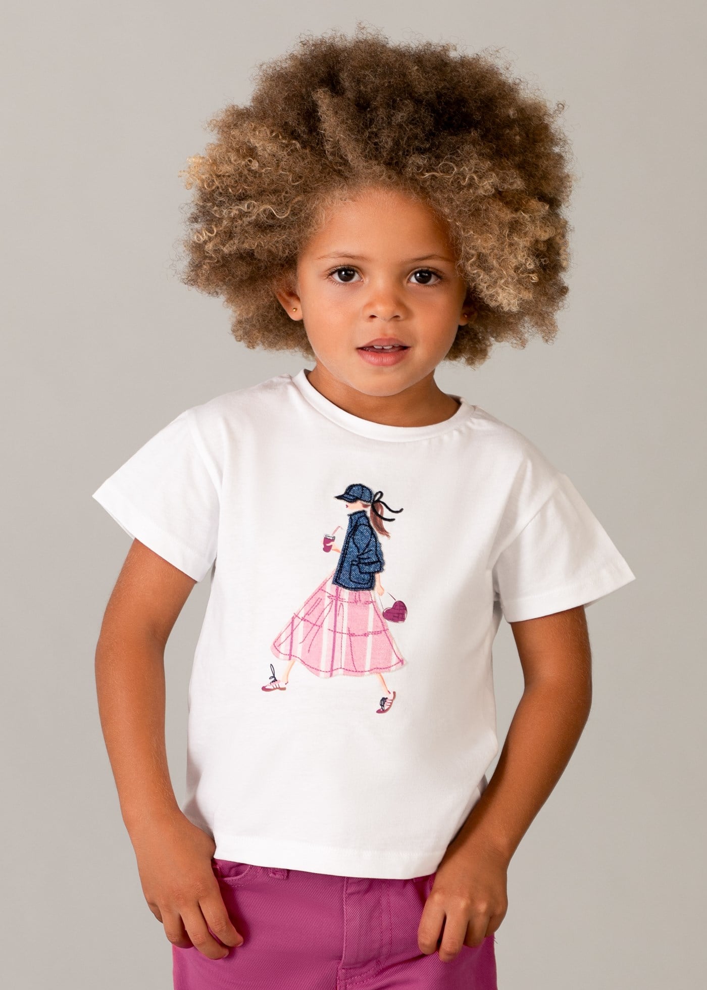 Mayoral Kız Çocuk Baskılı Tshirt Beyaz