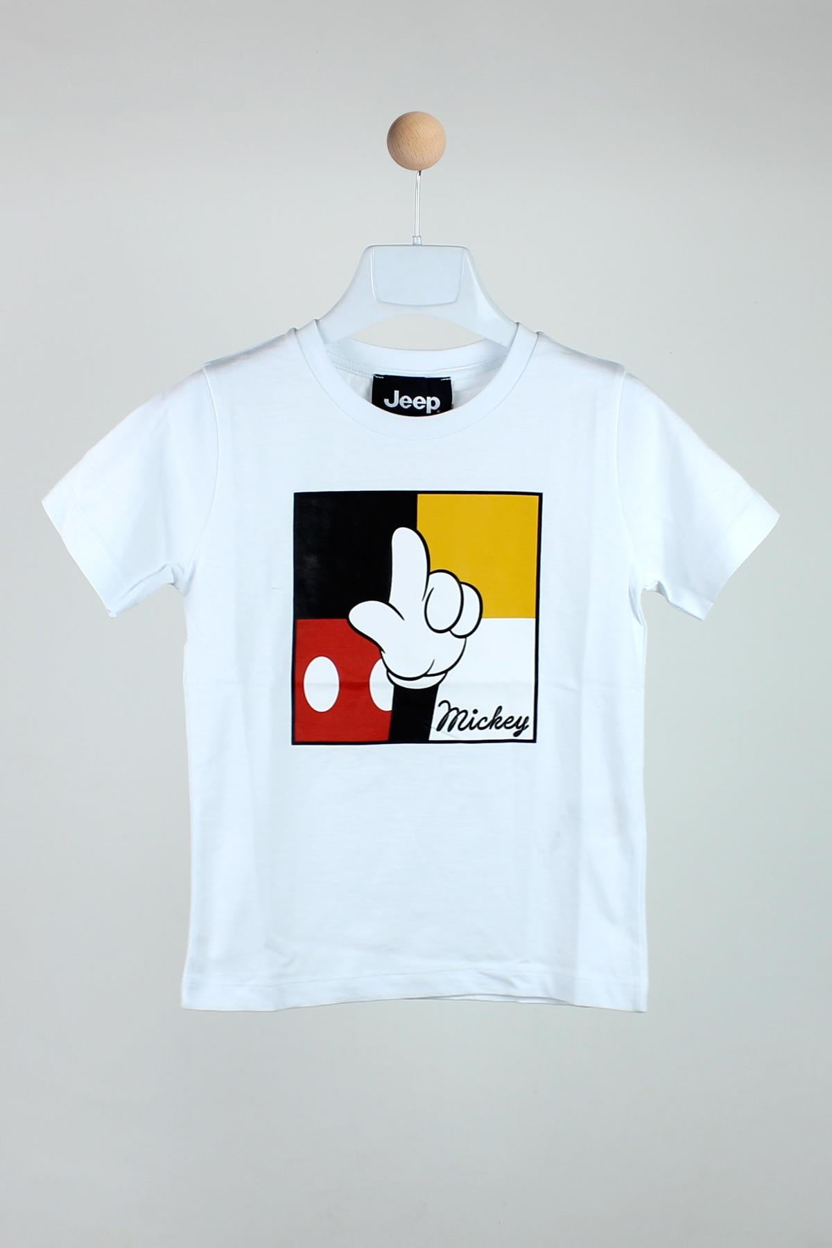 0-14 Yaş Mickey Ve Arkadaşları Baskılı Tshirt BEYAZ