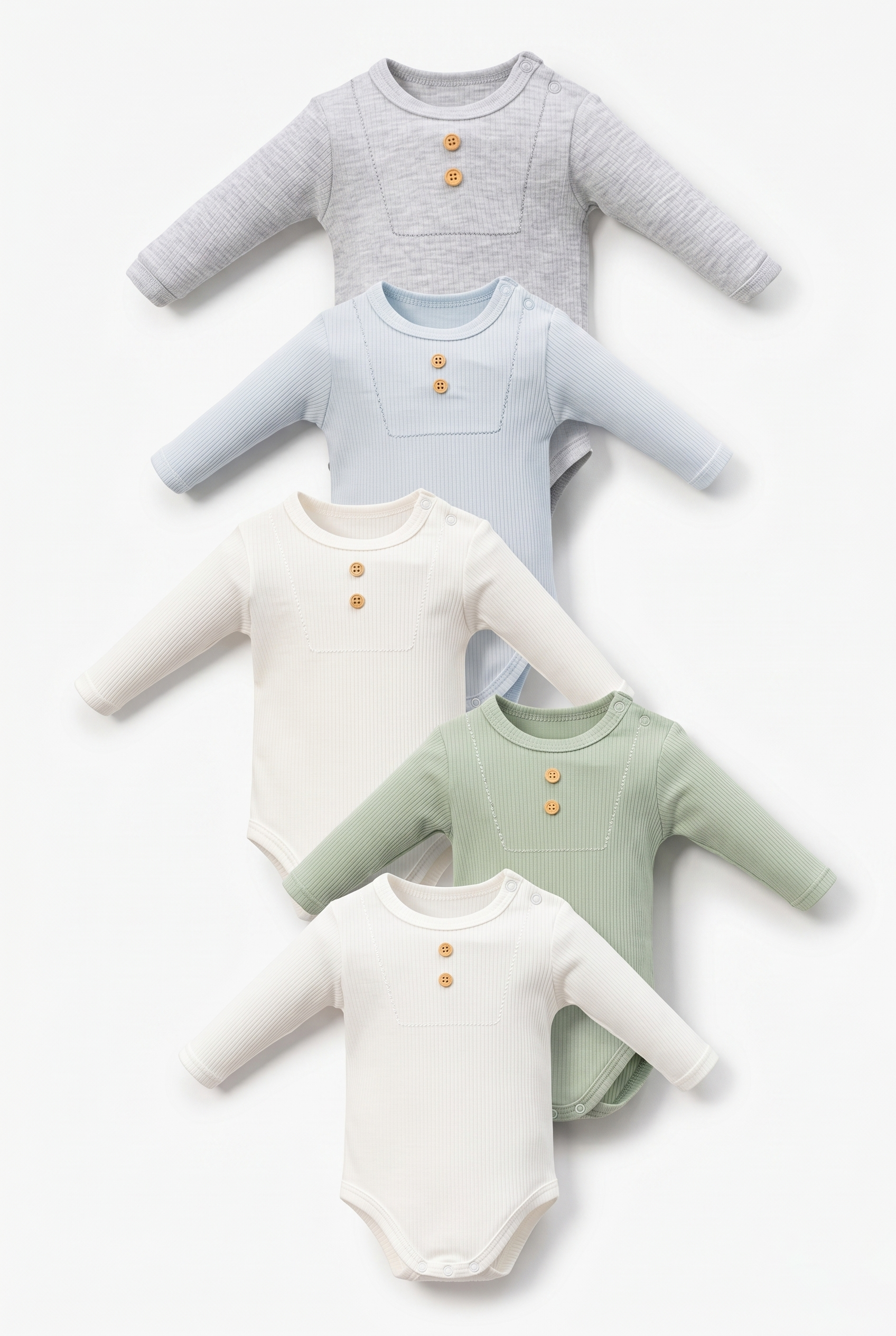 Erkek Bebek Uzun Kol Çıtçıtlı Body Seti Beyaz