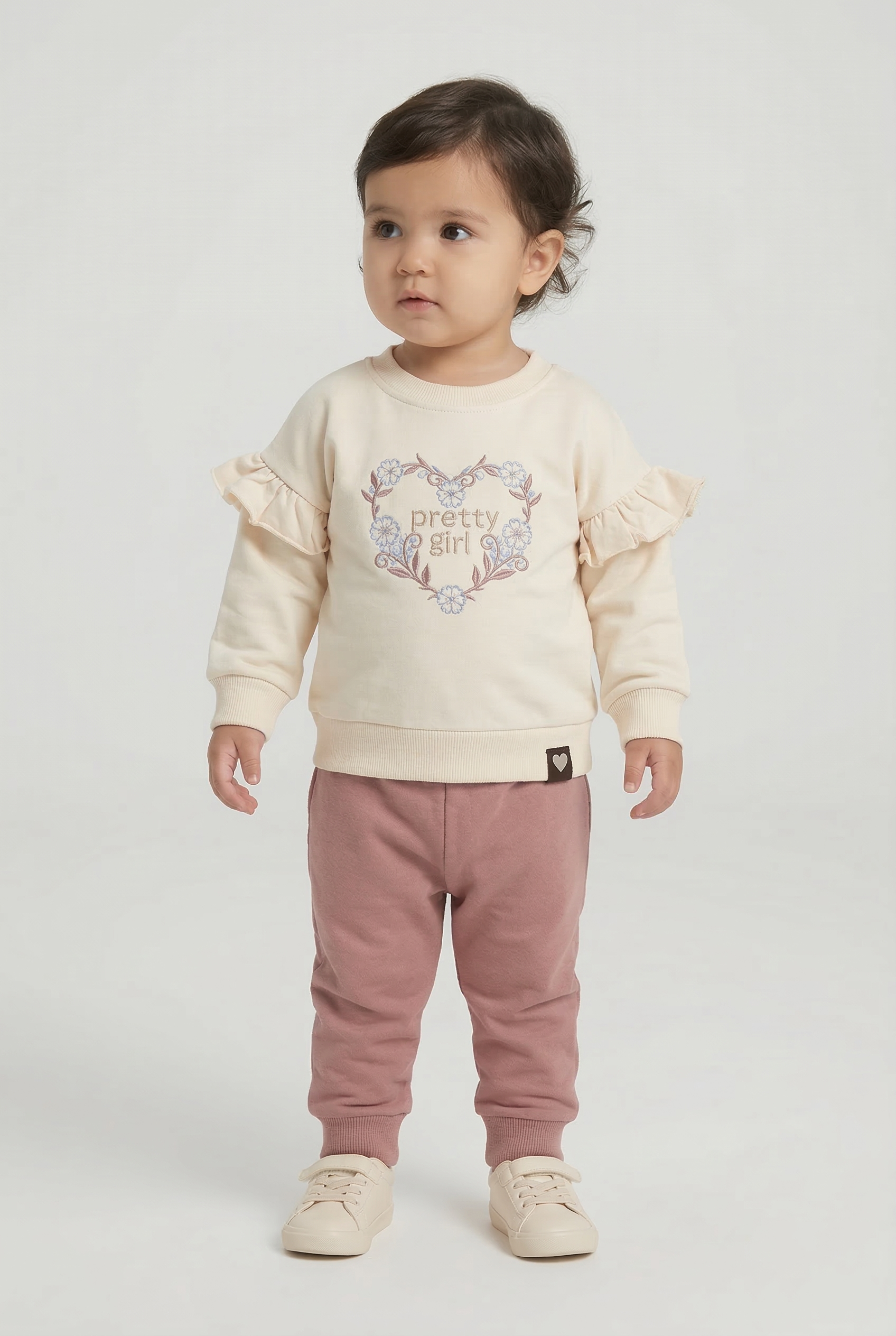 Kız Bebek İki İplik Prety Girl Eşofman Takım Pembe