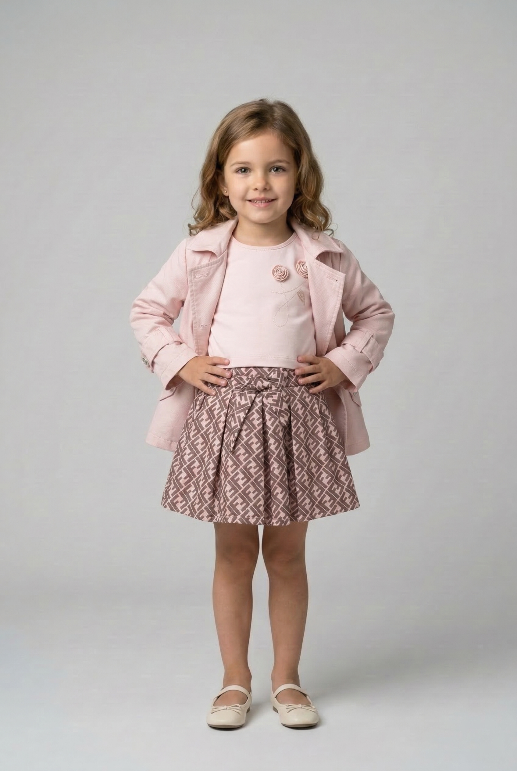 Kız Çocuk Kanvas Trenc Etek Ve Crop Body Set Pembe