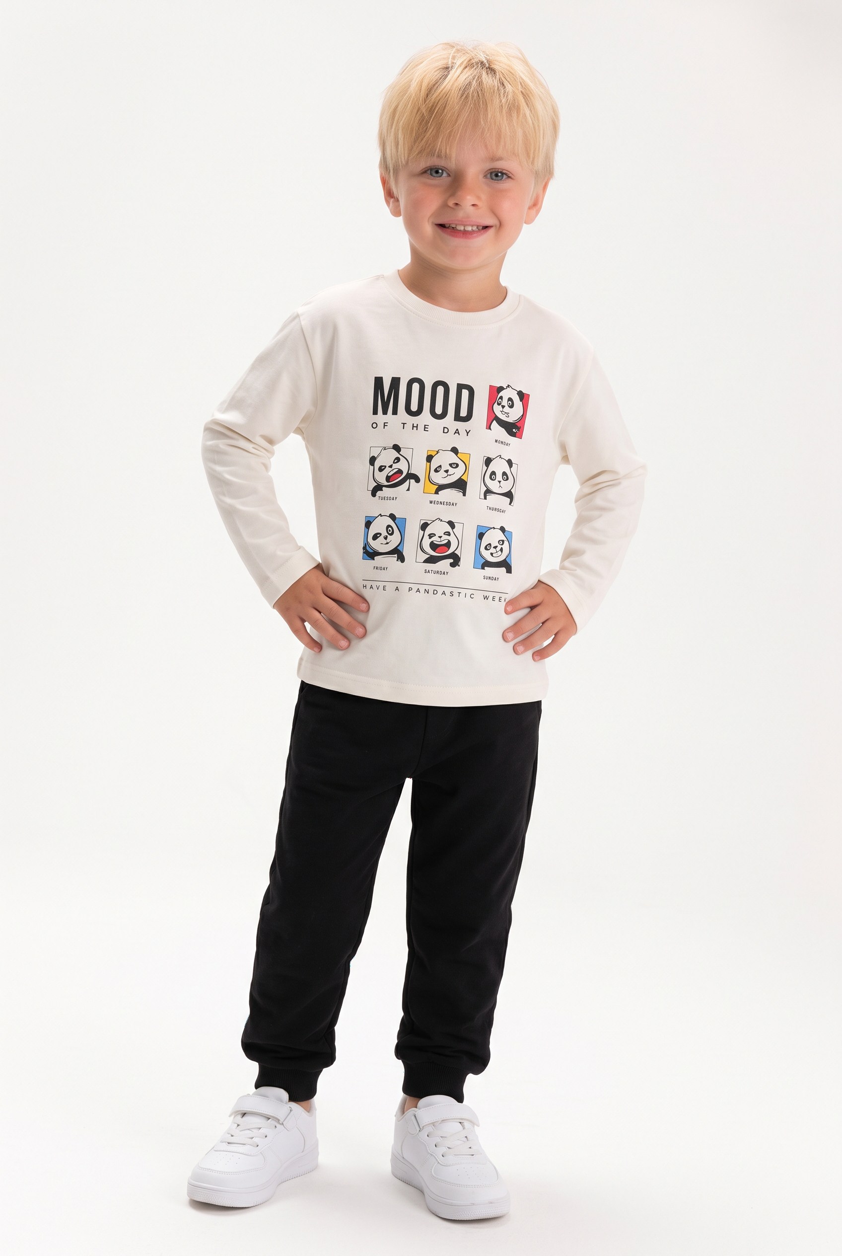 1-7 Yaş Erkek Çocuk Mood Of Day Penye Sweatshirt Bej
