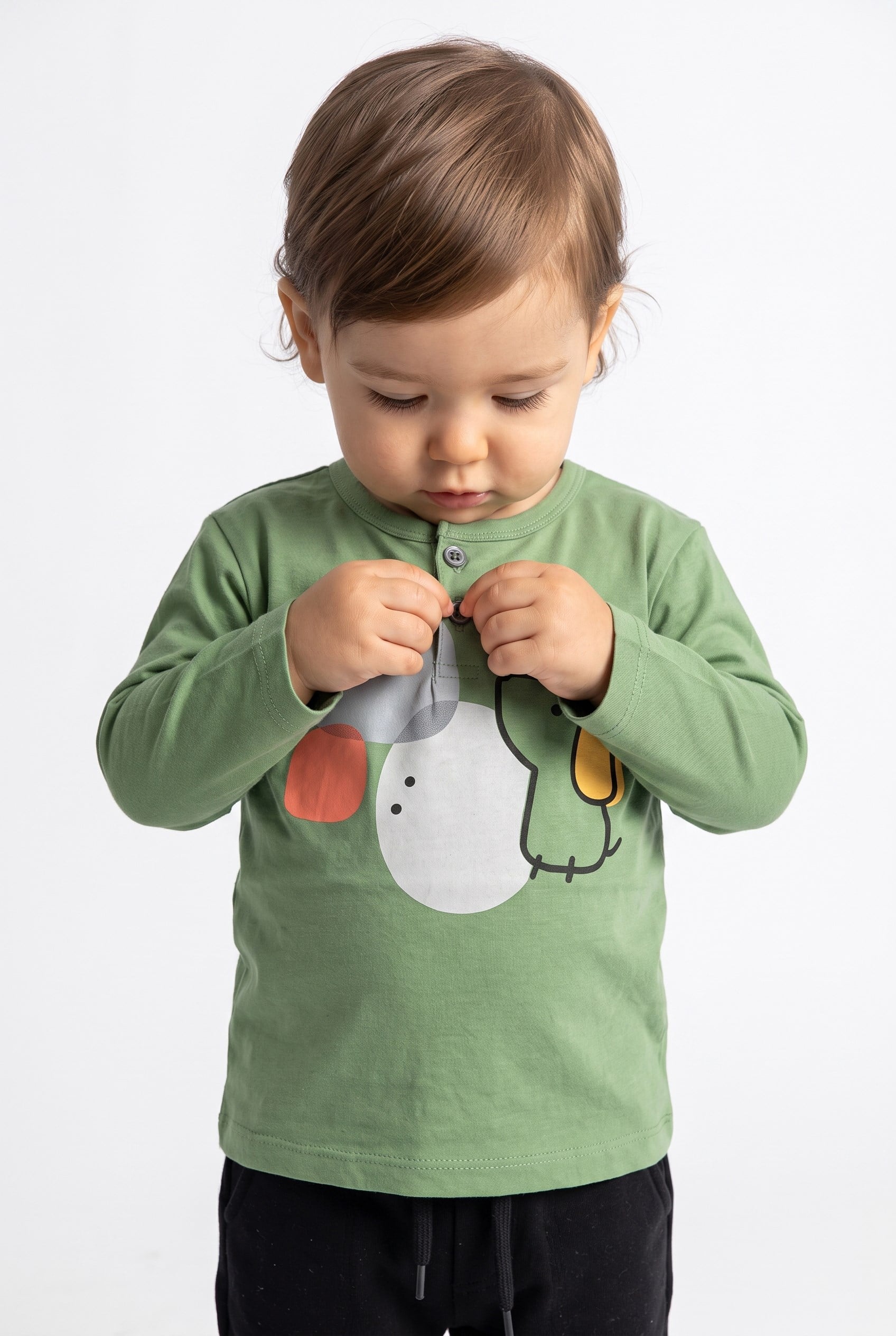 1-5 Yaş Erkek Bebek Circle Mouse Penye Sweatshirt Gri