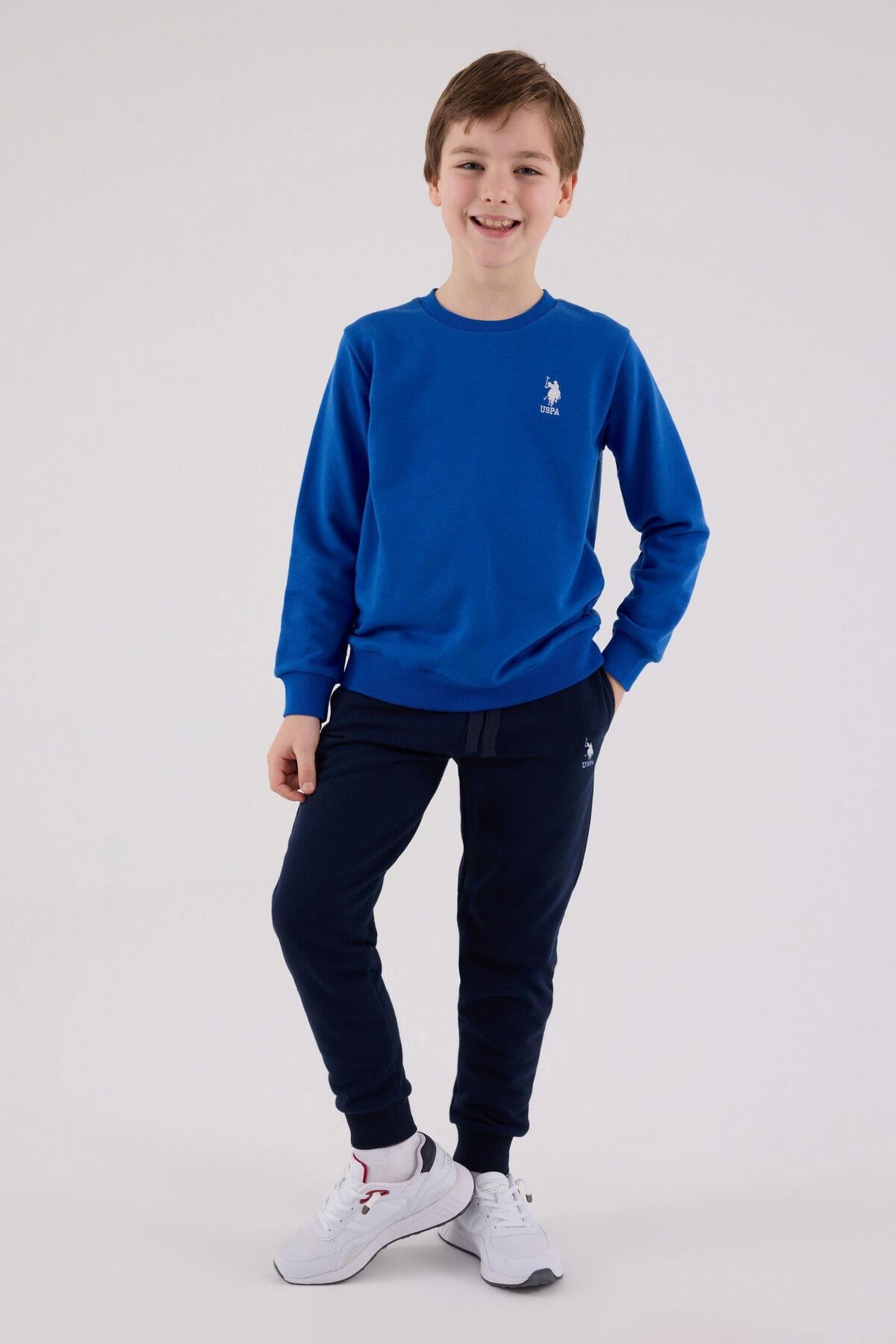 U.S. Polo Assn. Erkek Çocuk Üç İplik Şardonsuz Eşofman Takım Mavi