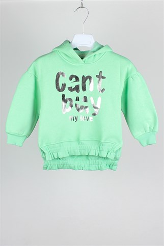 4-14 Yaş Escabel Kız Çocuk Salash Kesim Kapişonlu Sweatshirt Yeşil