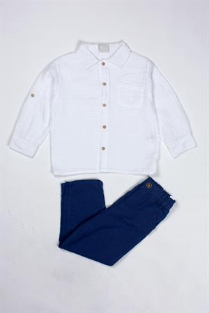 3-8 Yaş Mackays Erkek Çocuk Gömlek Pantolon Takım BEYAZ