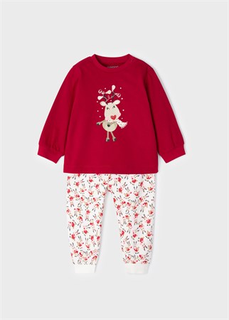 Mayoral Kız Bebek Baskılı Pijama Takımı BEYAZ