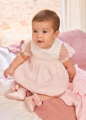 Mayoral Yenidoğan Kız Bebek Kolları Tüllü Elbise Pembe