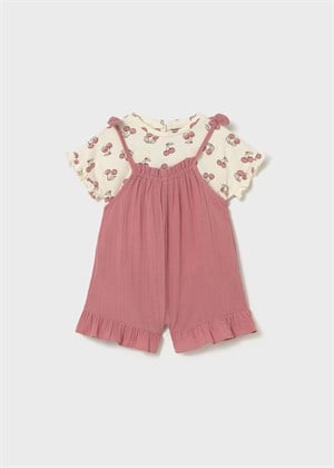 Mayoral Kız Bebek Şort Salopet Set Pembe