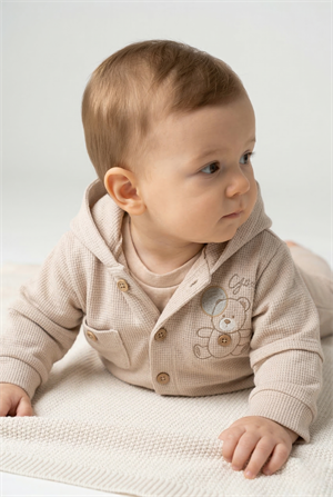 Erkek Bebek Pike Kumaş Eşofman Takım Bej