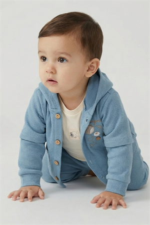 Erkek Bebek Pike Kumaş Eşofman Takım Mavi