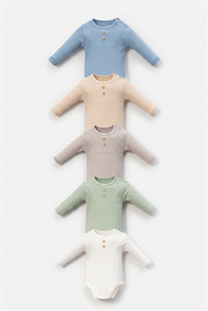 Erkek Bebek Uzun Kol Çıtçıtlı Body Seti Mavi