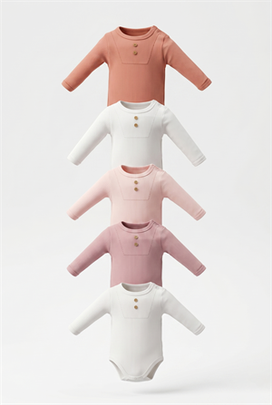 Kız Bebek Uzun Kol Çıtçıtlı Body Seti Pembe