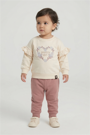 Kız Bebek İki İplik Prety Girl Eşofman Takım Pembe