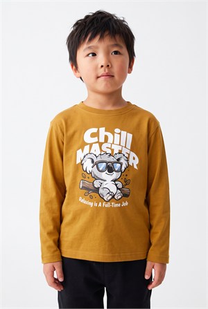 4-9 Yaş Erkek Çocuk Relax Coala Penye Sweatshirt Kahverengi
