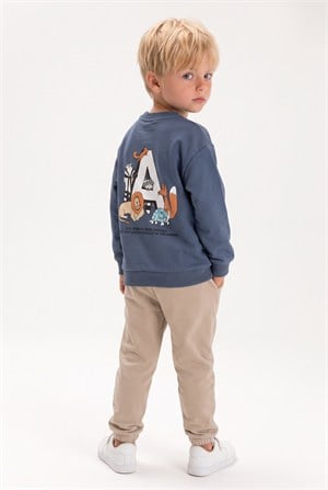 1-7 Yaş Erkek Çocuk Better Lion İki İplik Manketli Sweatshirt Lacivert