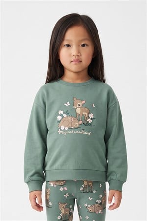 2-10 Yaş Kız Çocuk Magical Woodland Sweatshirt Yeşil