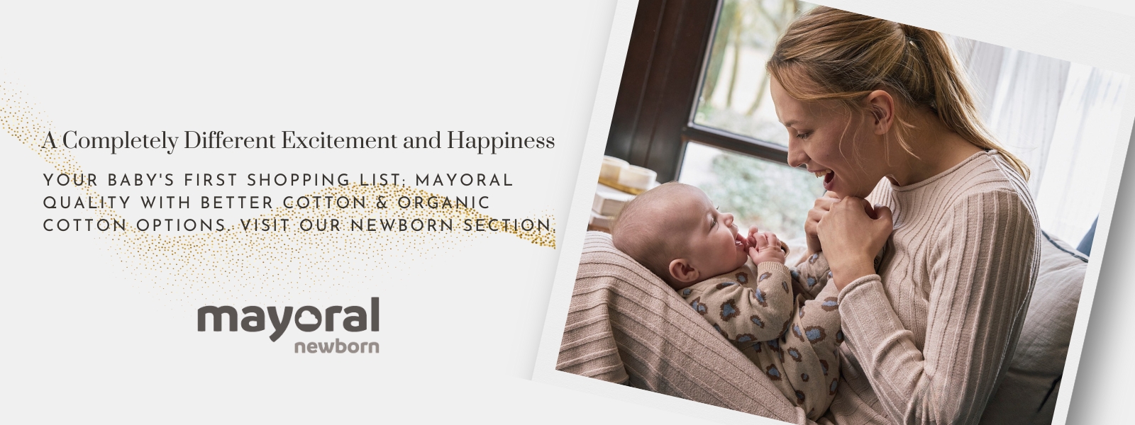 Certified organic and Better Cotton baby clothes by Mayoral in the newborn section