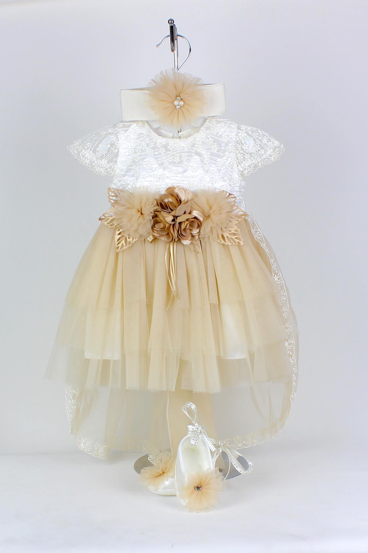 0-6 Ay Kız Bebek Kuyruklu Mevlüt Elbise Seti BEJ | CSLKids