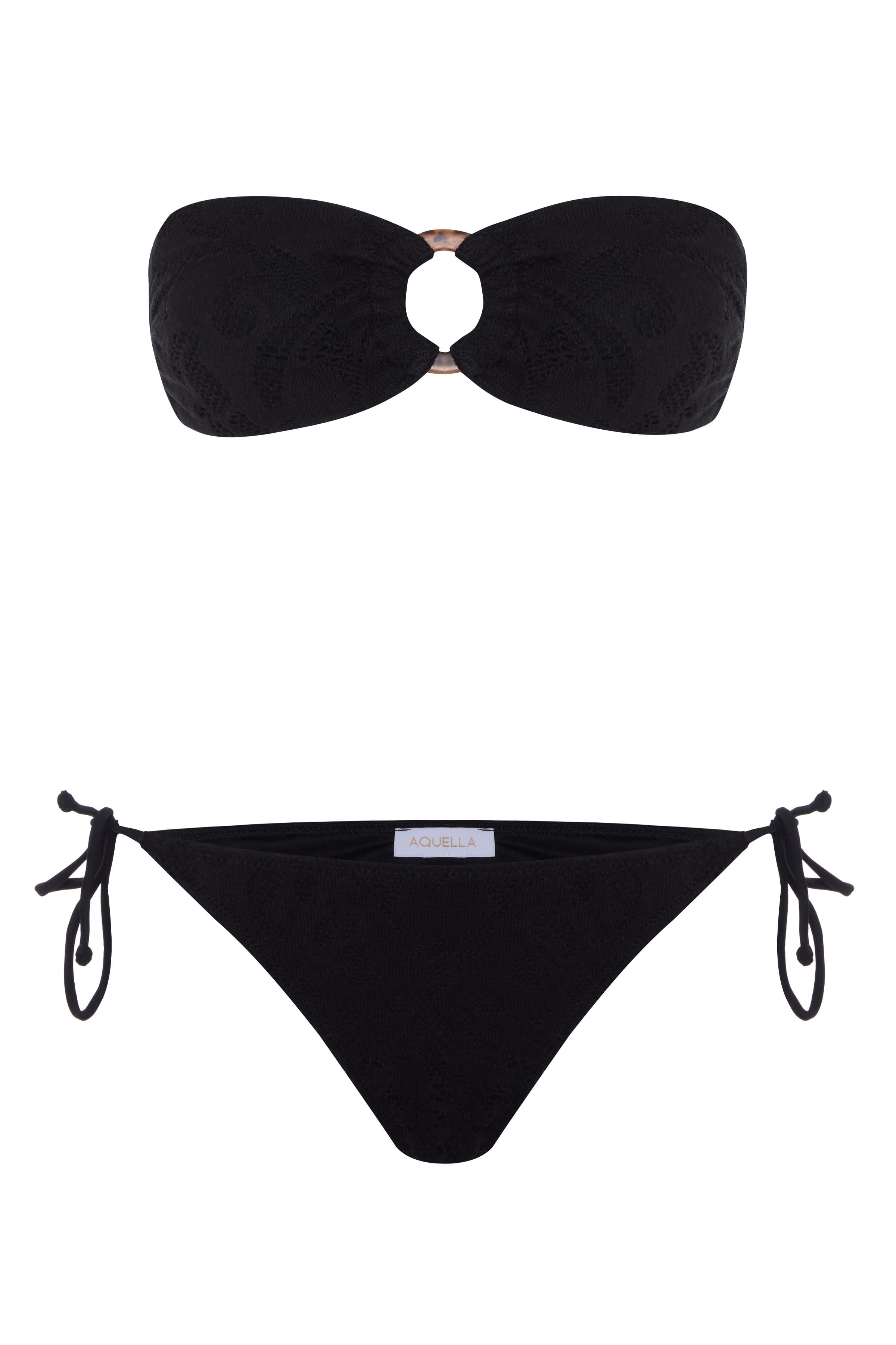 Arkası Büzgülü Tokalı Starplez Bikini Takım