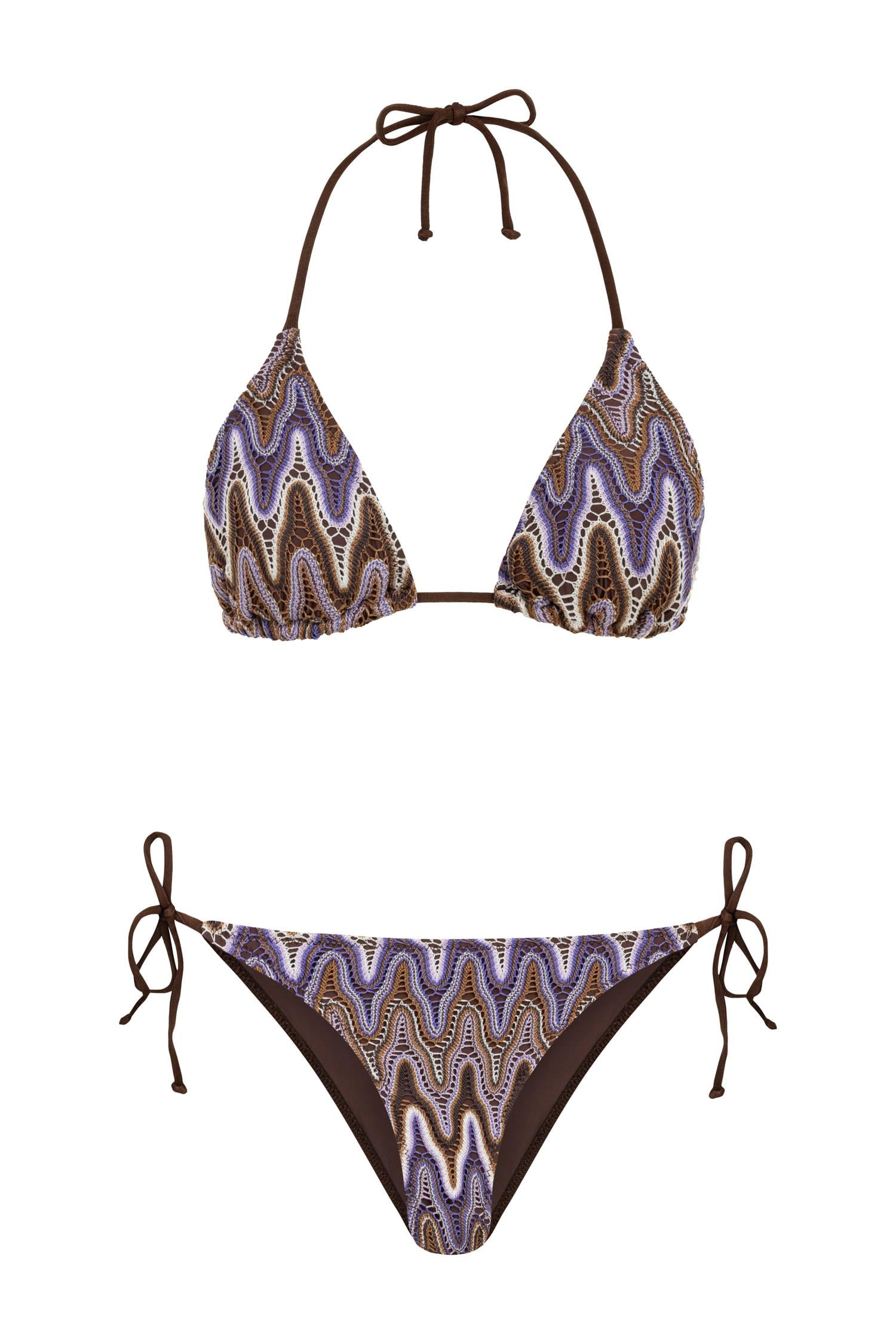 Arkası Büzgülü Triko Bikini Takım